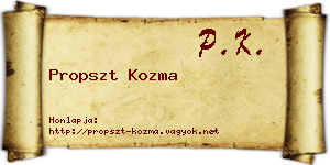 Propszt Kozma névjegykártya